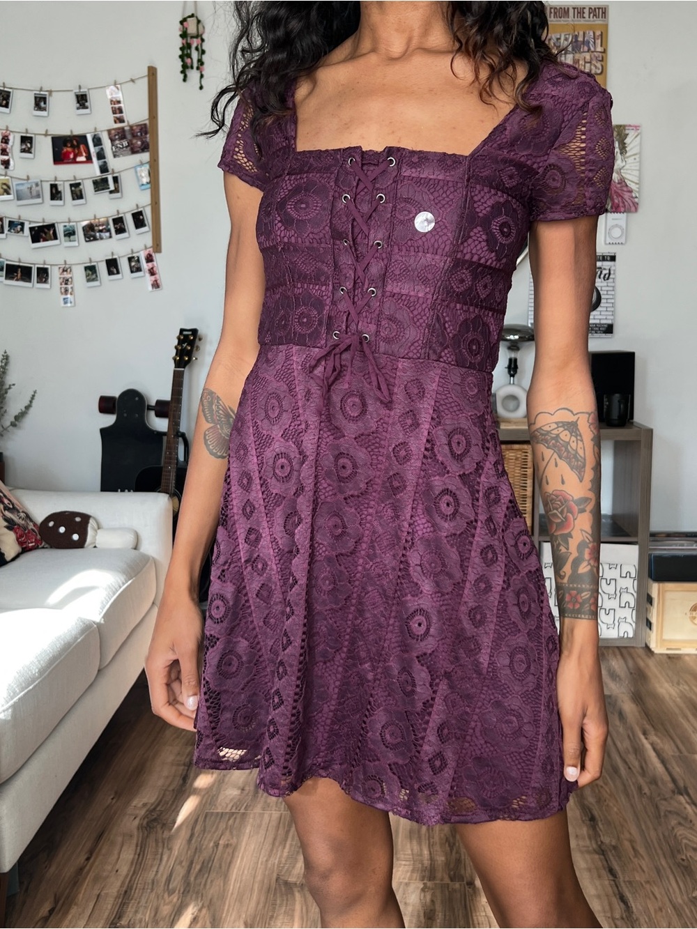 Aeropostale Burgundy Lacy Dress
